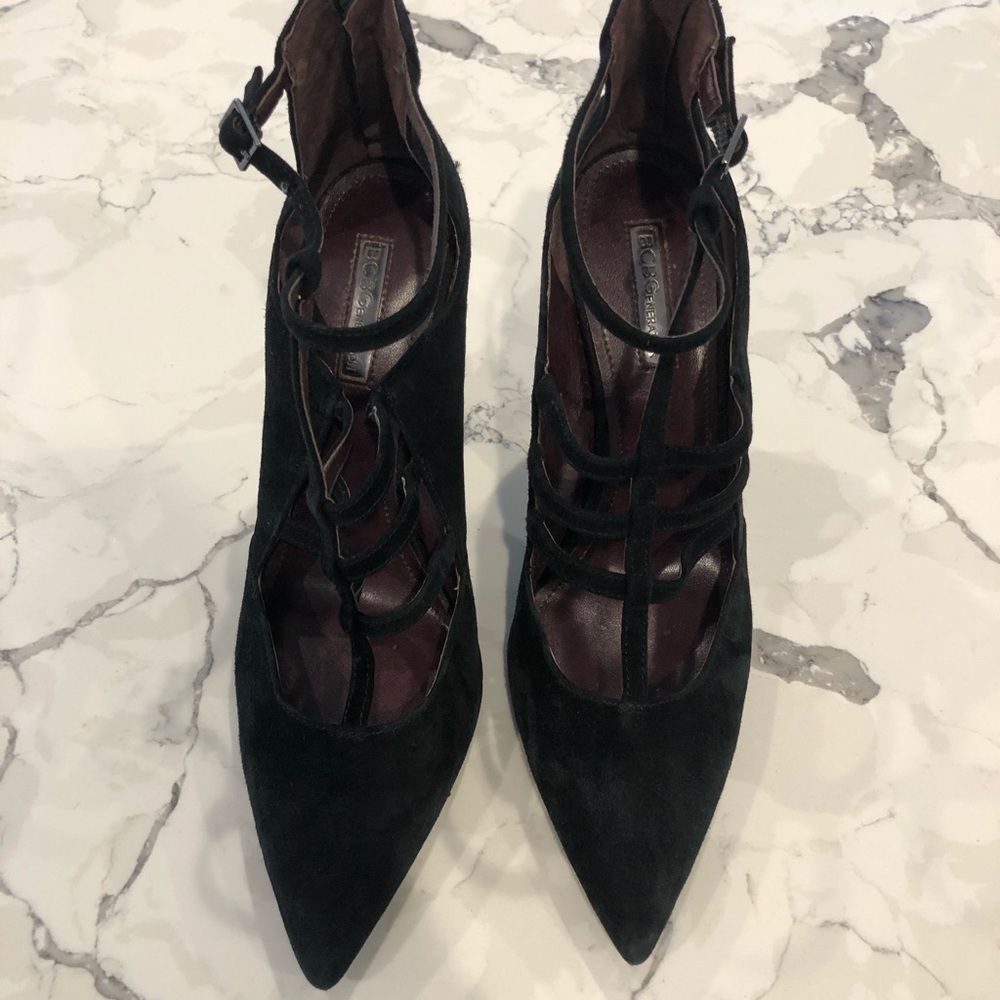 BCBG Generation Black Suede Heels